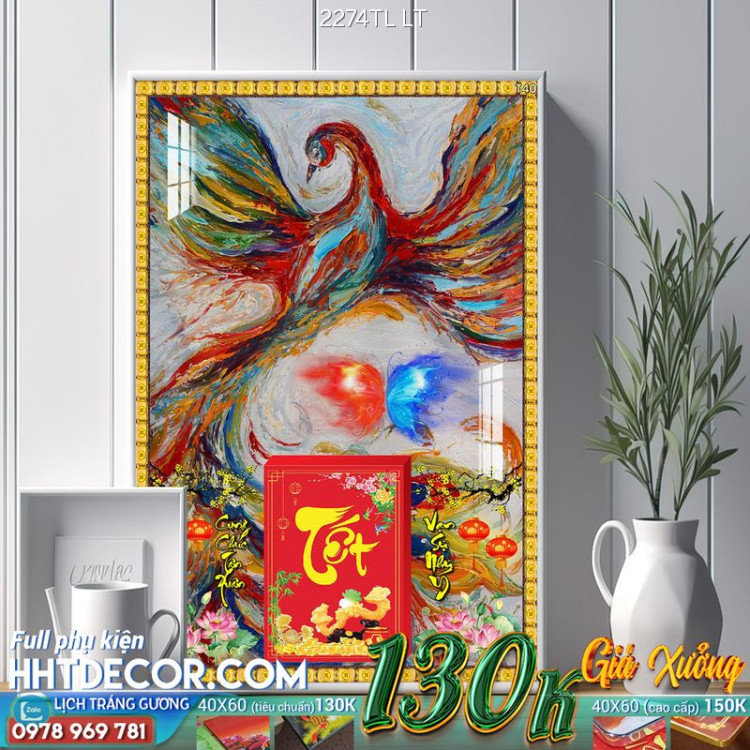 Lịch tết tranh lụa 3d canvas-2274TL LT