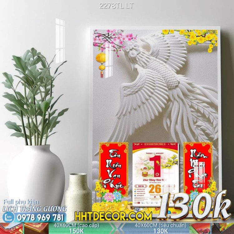 Lịch tết tranh lụa 3d canvas-2278TL LT