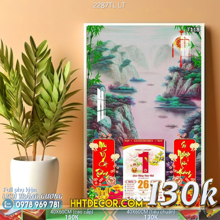 Lịch tết tranh lụa 3d canvas-2287TL LT