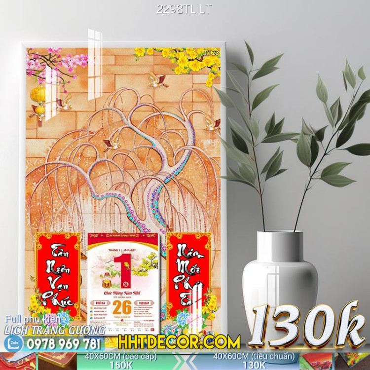 Lịch tết tranh lụa 3d canvas-2298TL LT