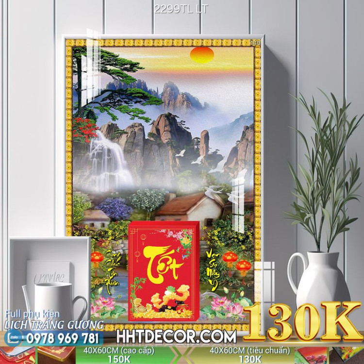 Lịch tết tranh lụa 3d canvas-2299TL LT