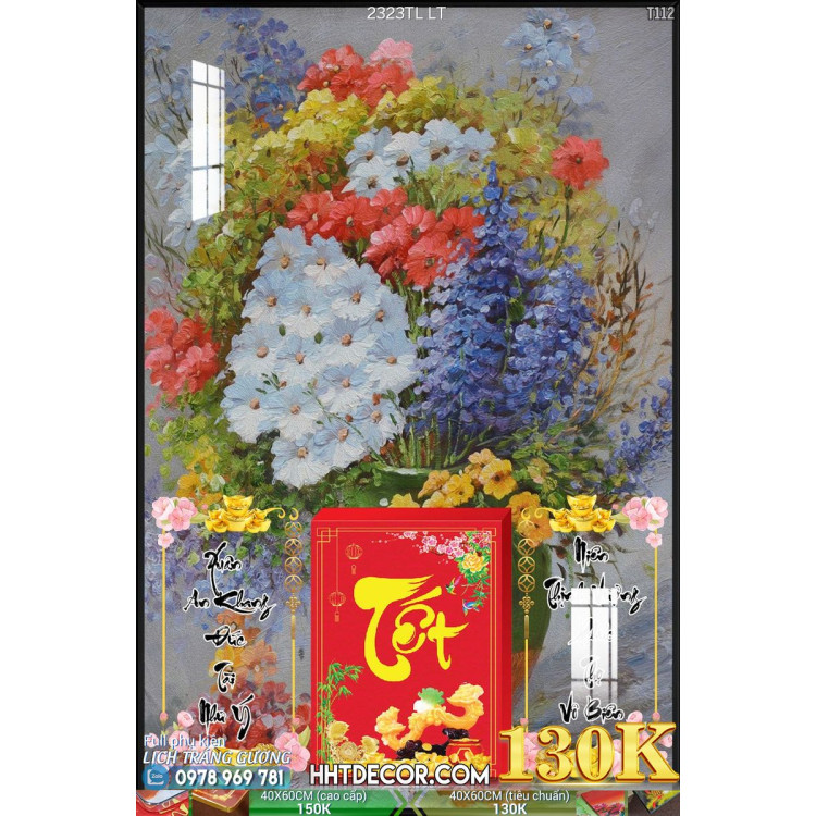 Lịch tết tranh lụa 3d canvas-2323TL LT