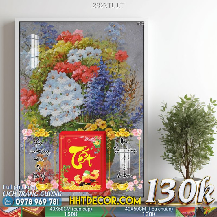 Lịch tết tranh lụa 3d canvas-2323TL LT