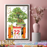 Lịch tết tranh bonsai, Mai Đào tết-232BS LT