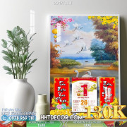 Lịch tết tranh lụa 3d canvas-2347TL LT