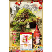 Lịch tết tranh bonsai, Mai Đào tết-236BS LT