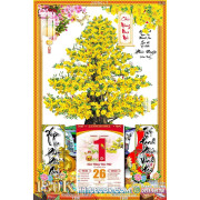Lịch tết tranh bonsai, Mai Đào tết-237BS LT