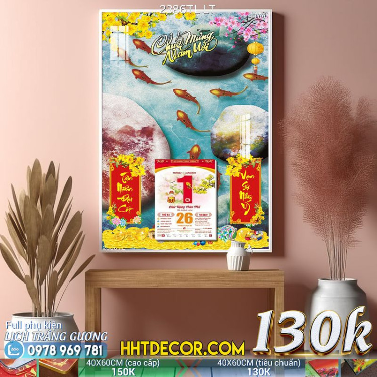 Lịch tết tranh lụa 3d canvas-2386TL LT