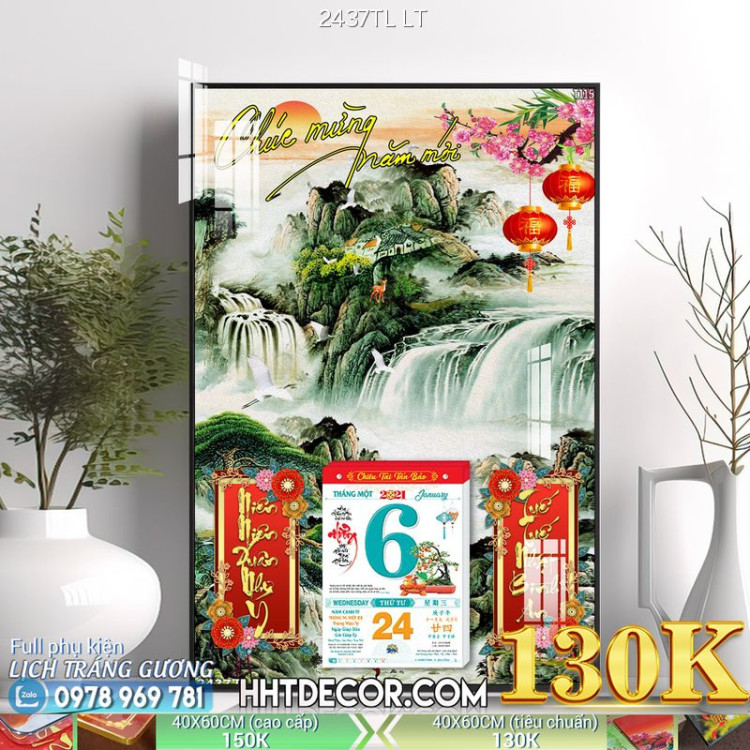 Lịch tết tranh lụa 3d canvas-2437TL LT