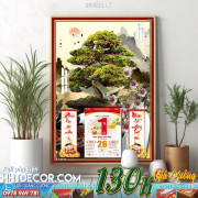 Lịch tết tranh bonsai, Mai Đào tết-244BS LT