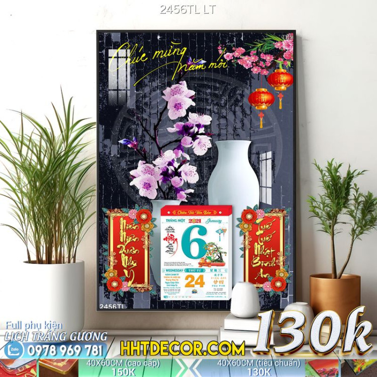 Lịch tết tranh lụa 3d canvas-2456TL LT