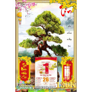 Lịch tết tranh bonsai, Mai Đào tết-245BS LT