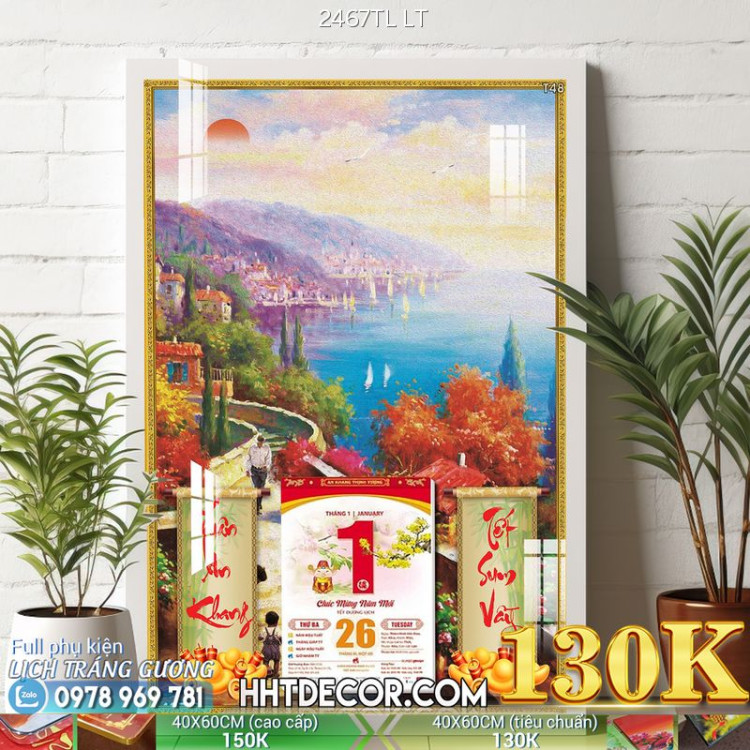 Lịch tết tranh lụa 3d canvas-2467TL LT