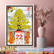 Lịch tết tranh bonsai, Mai Đào tết-248BS LT