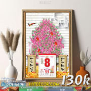 Lịch tết tranh bonsai, Mai Đào tết-251BS LT