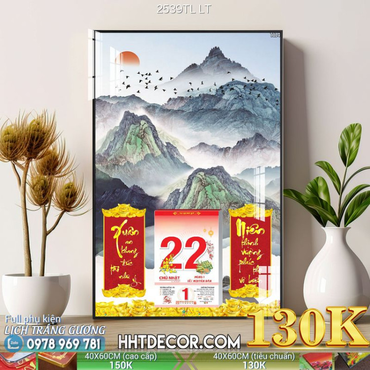 Lịch tết tranh lụa 3d canvas-2539TL LT