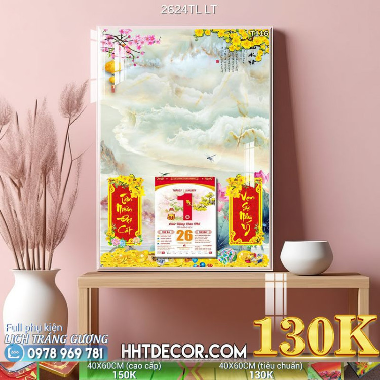 Lịch tết tranh lụa 3d canvas-2624TL LT