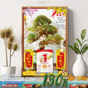 Lịch tết tranh bonsai, Mai Đào tết-263BS LT