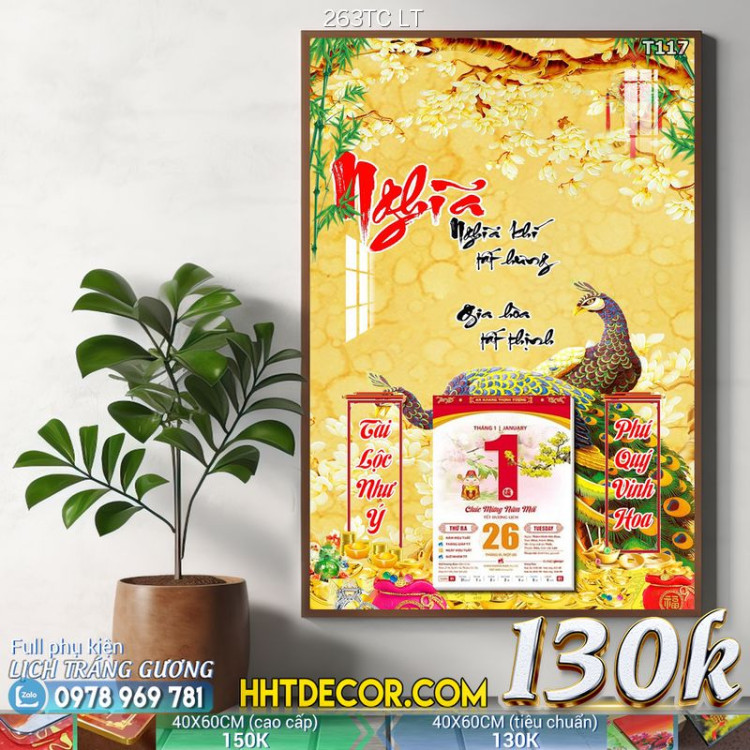 LỊCH TẾT TRANH THƯ PHÁP - CÔNG - MẪU ĐƠN-263TC LT