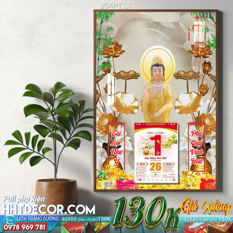 Lịch tết tranh Phòng Thờ-264PT LT