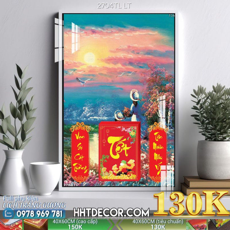 Lịch tết tranh lụa 3d canvas-2704TL LT