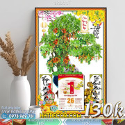 Lịch tết tranh bonsai, Mai Đào tết-271BS LT