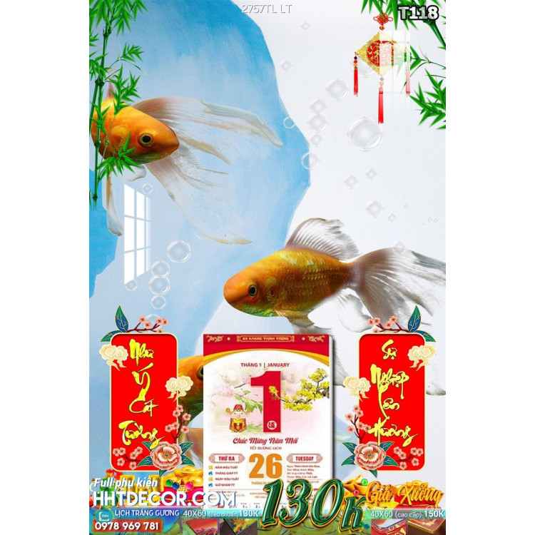 Lịch tết tranh lụa 3d canvas-2757TL LT