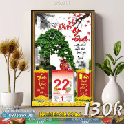 Lịch tết tranh bonsai, Mai Đào tết-276BS LT