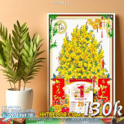 Lịch tết tranh bonsai, Mai Đào tết-277BS LT