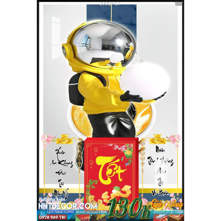 Lịch tết tranh Kawas gấu Bearbrick, Phi hành gia-279GP LT