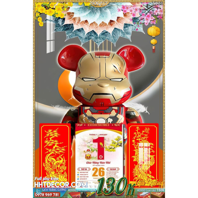 Lịch tết tranh Kawas gấu Bearbrick, Phi hành gia-290GP LT