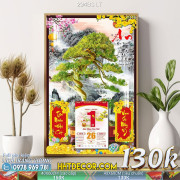 Lịch tết tranh bonsai, Mai Đào tết-294BS LT