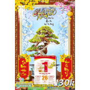 Lịch tết tranh bonsai, Mai Đào tết-308BS LT