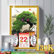 Lịch tết tranh bonsai, Mai Đào tết-313BS LT