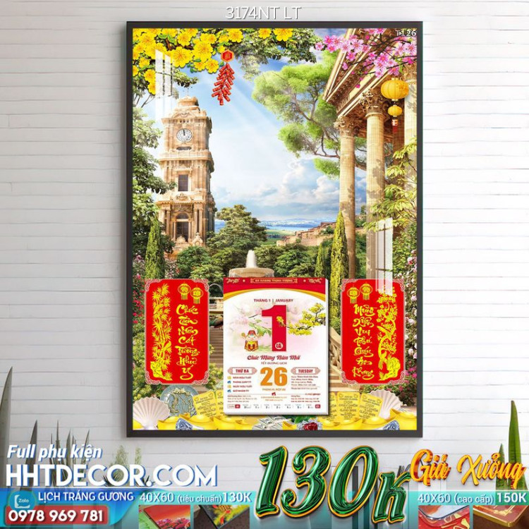 Lịch tết tranh phong cảnh decor-3174NT LT