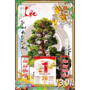 Lịch tết tranh bonsai, Mai Đào tết-326BS LT