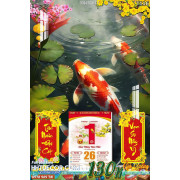 Lịch tết tranh hoa sen, cá chép-3314TCK LT