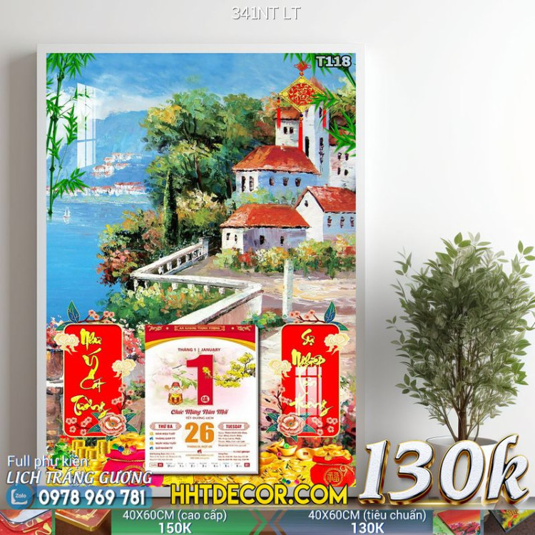 Lịch tết tranh phong cảnh decor-341NT LT