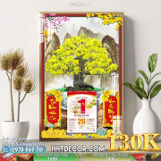 Lịch tết tranh bonsai, Mai Đào tết-348BS LT