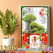 Lịch tết tranh bonsai, Mai Đào tết-351BS LT