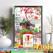 Lịch tết tranh bonsai, Mai Đào tết-366BS LT