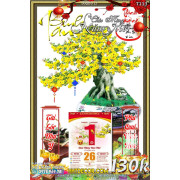 Lịch tết tranh bonsai, Mai Đào tết-368BS LT