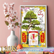 Lịch tết tranh bonsai, Mai Đào tết-403BS LT