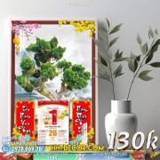 Lịch tết tranh bonsai, Mai Đào tết-407BS LT