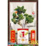 Lịch tết tranh bonsai, Mai Đào tết-415BS LT