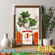 Lịch tết tranh bonsai, Mai Đào tết-415BS LT