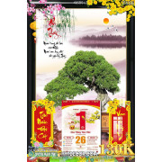 Lịch tết tranh bonsai, Mai Đào tết-416BS LT