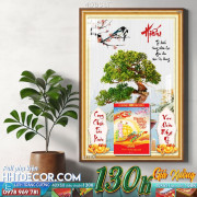 Lịch tết tranh bonsai, Mai Đào tết-417BS LT