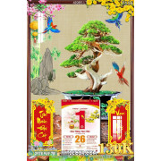Lịch tết tranh bonsai, Mai Đào tết-419BS LT