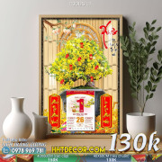 Lịch tết tranh bonsai, Mai Đào tết-430BS LT